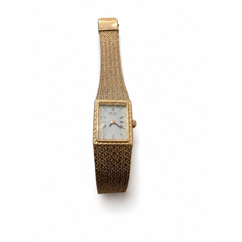 Vintage Ladies’ Seiko Quartz Gold-Tone Mesh Bracelet Watch – Roman Numeral Dial